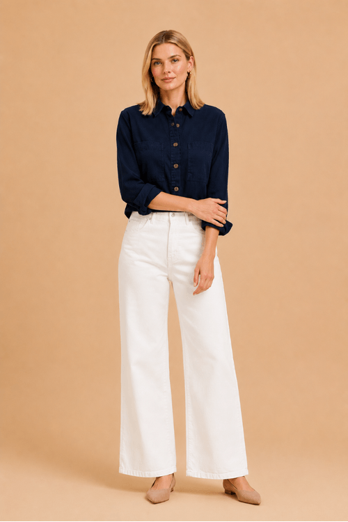 CALCA WIDE LEG DENIM BRANCO